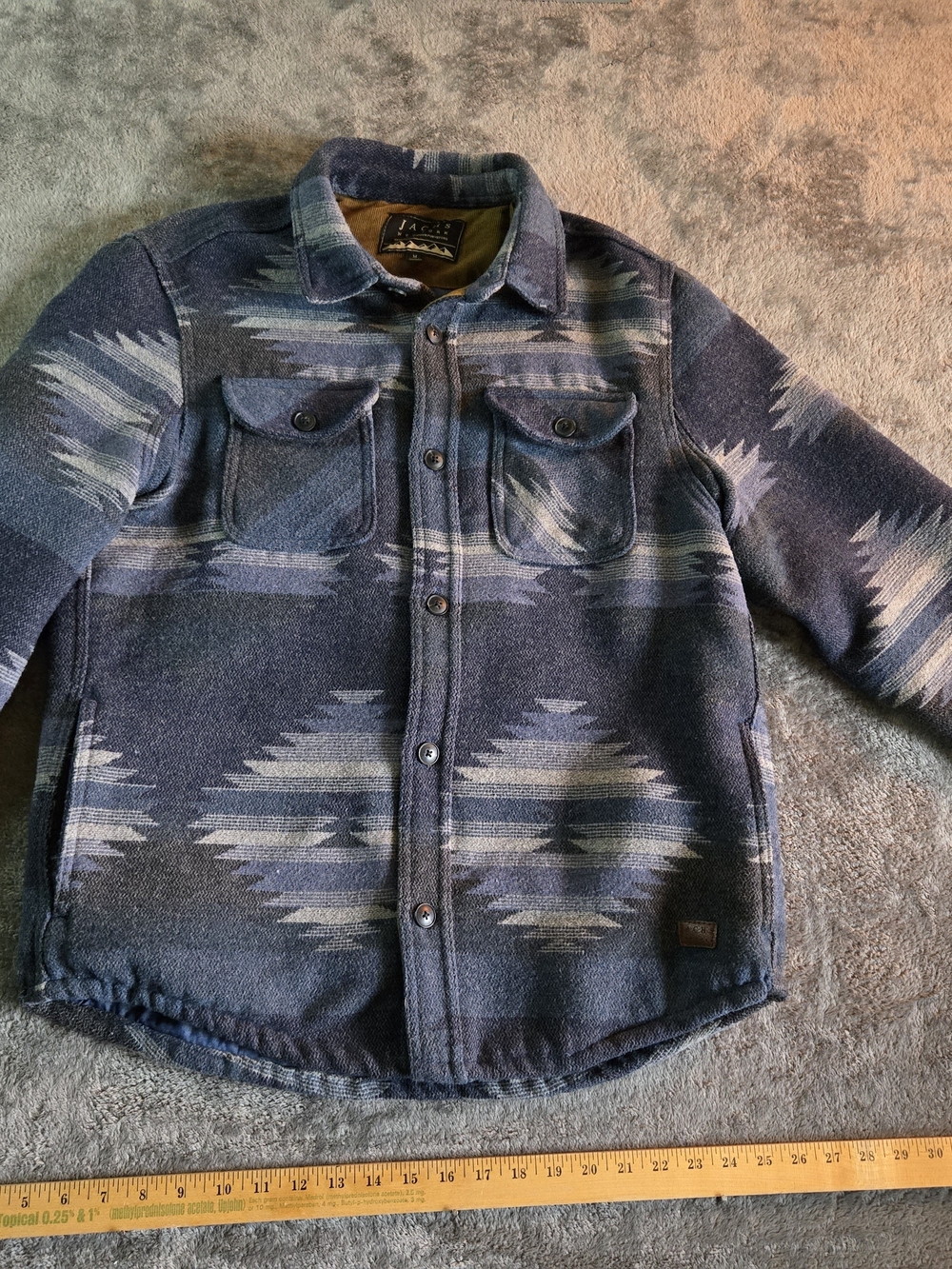 Jachs Blue Patterned Wool-Blend Shacket